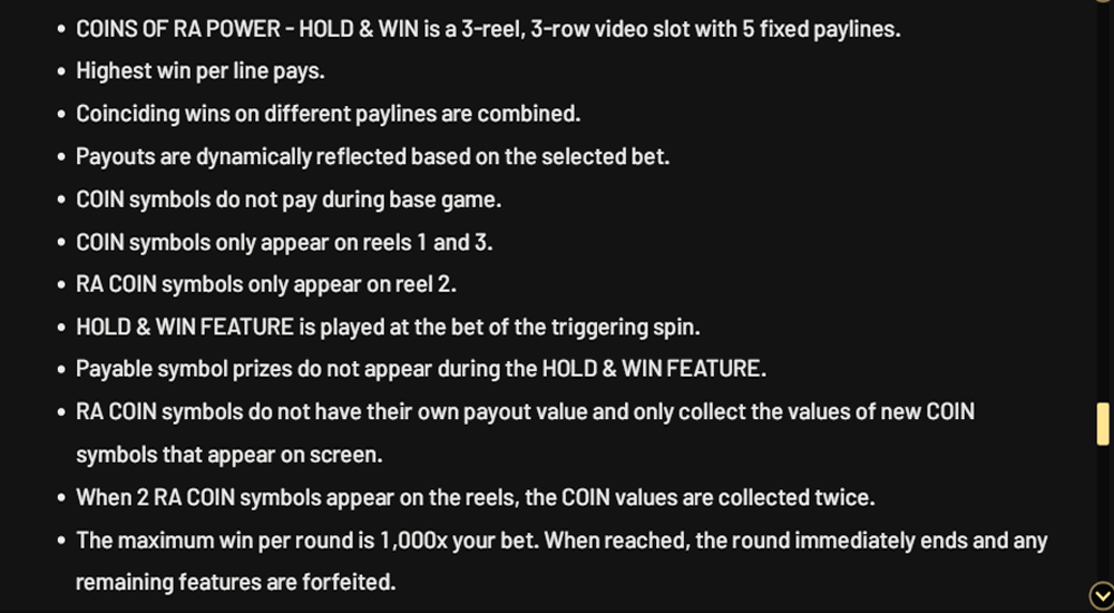 Coins of Ra Power Rules